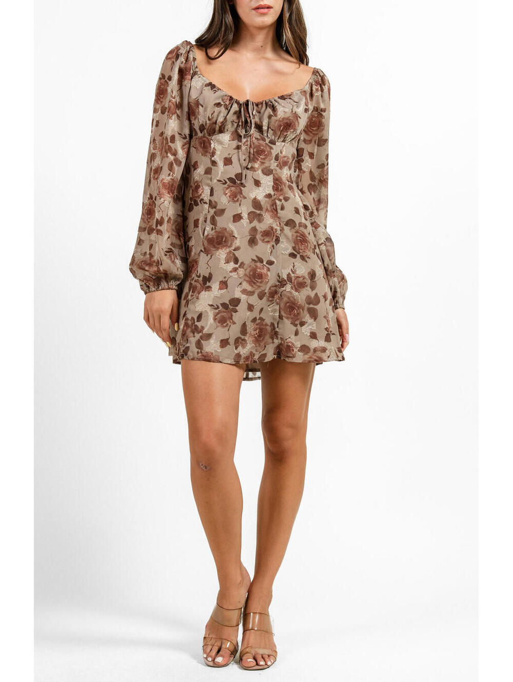 NWT! Beivy Sweetheart Jacquard Minidress in Mocha Mousse Size Small
